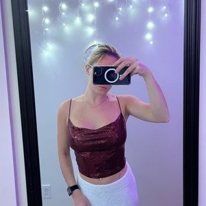 Sparkly sequin Forever 21 burgundy crop top